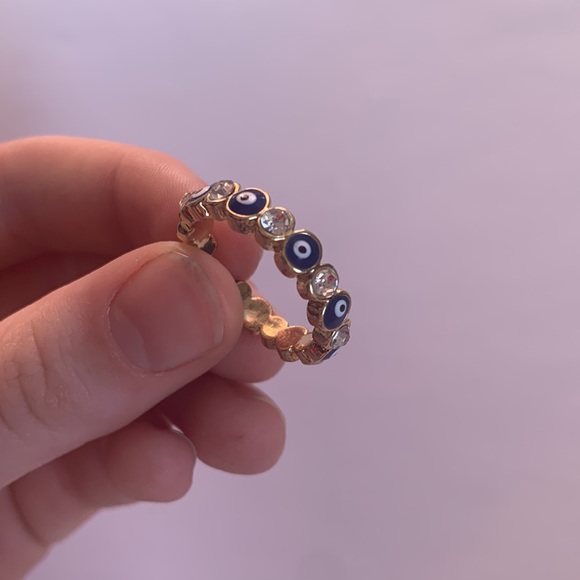 Evil eye ring with diamonds SIZE 8 - Picture 4 of 4